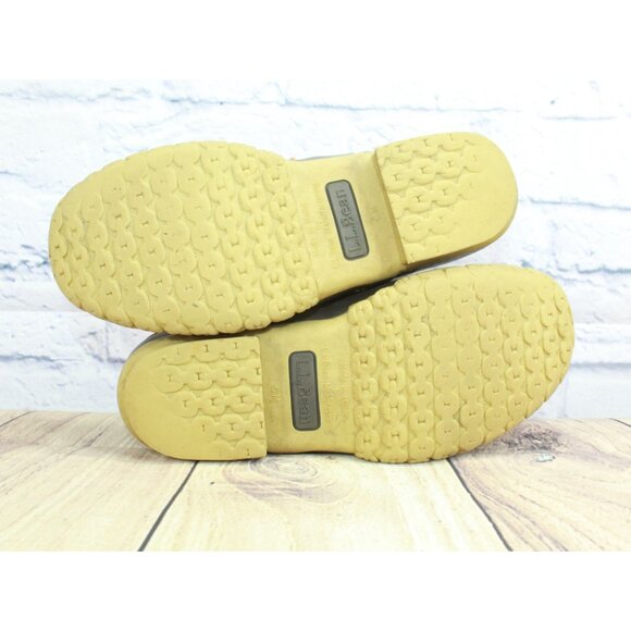 LL Bean Brown Leather Lace Up Round Toe Unlined Ankle Duck Boots Size 7 M - Picture 9 of 10